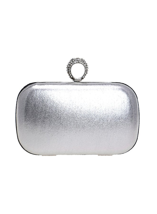 Formal Rhinestone Delicate Ring on Clutch Silver  - Image 2