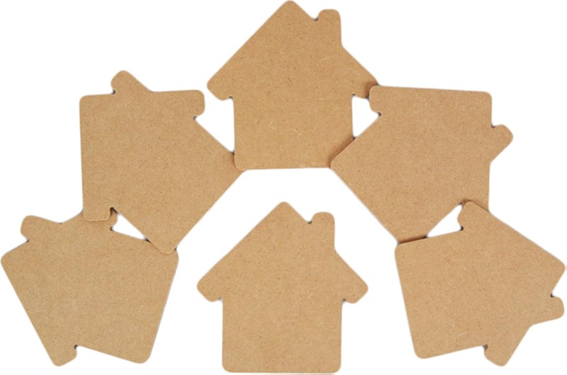 Flat House Wooden Craft Blank, Light Brown