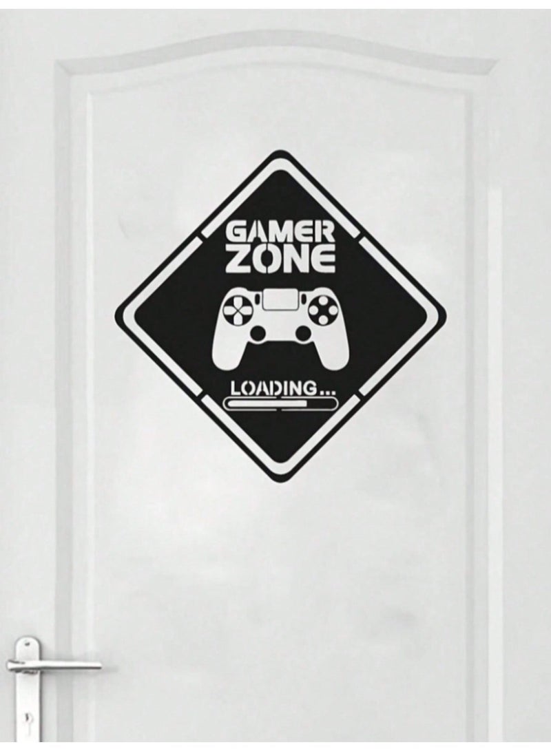 ملصق جداري Gamer Zone بتصميم يد تحكم ألعاب – استيكر ديكور أسود مقاوم للماء لغرف الألعاب والديكور العصري - Image 1