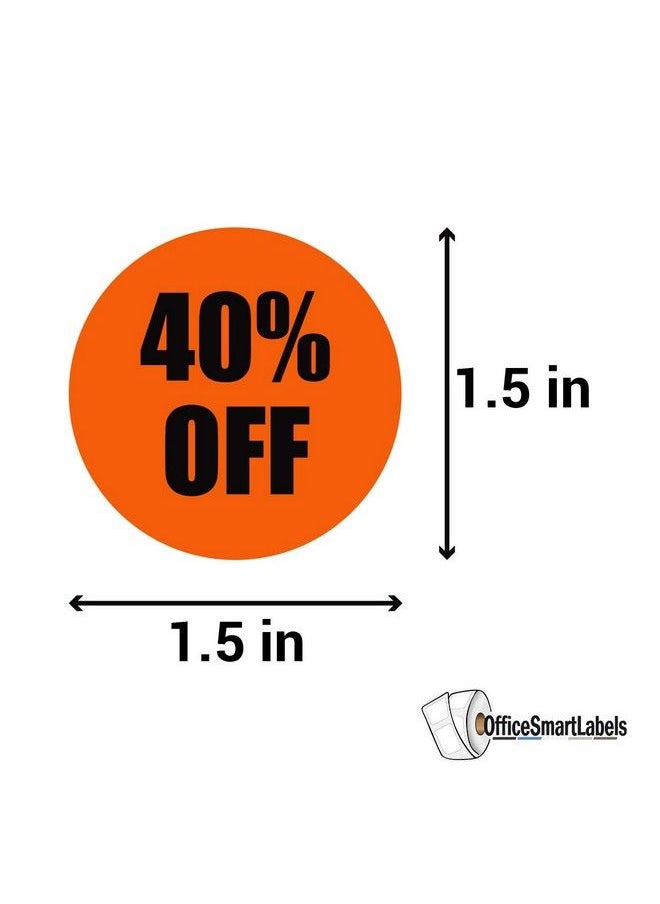 OfficeSmartLabels [1.5 X 1.5 Inch 300 Total Labels 1 Roll] Retail 40% Labels Sale Percent Stickers For Retailers Merchants Stores  - Image 4