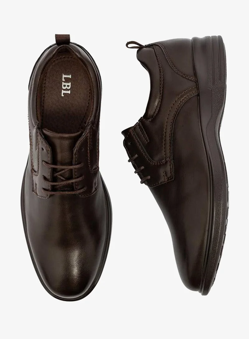 LBL by Shoexpress BROWN Solid Lace-Up Derby Shoes for Men | Best Price UAE