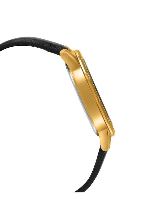 كاسيو ساعة كاسيو رجالية مطلية باللون الذهبي MTP-VD200GL-1BUDF – ميناء أسود مع إطار دوّار وسوار جلدي وعرض للتاريخ ومقاومة للماء - Image 4