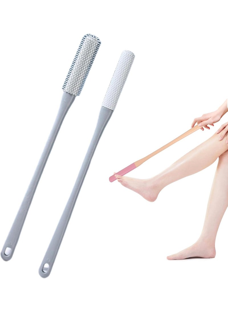 BIGTHREE Toe Gap Cleaning Brush, Silicone Toe Brush with Long Handle, Shower Foot Scrubber Silicone Foot Brush Toe Crevice Cleaning Brush,  for Foot Seniors (gray) - Image 1