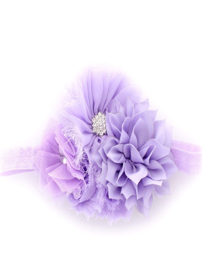 My Lello Baby Headband Shabby Fabric Flower Cluster Stretchy Elastic Lavender - Image 1