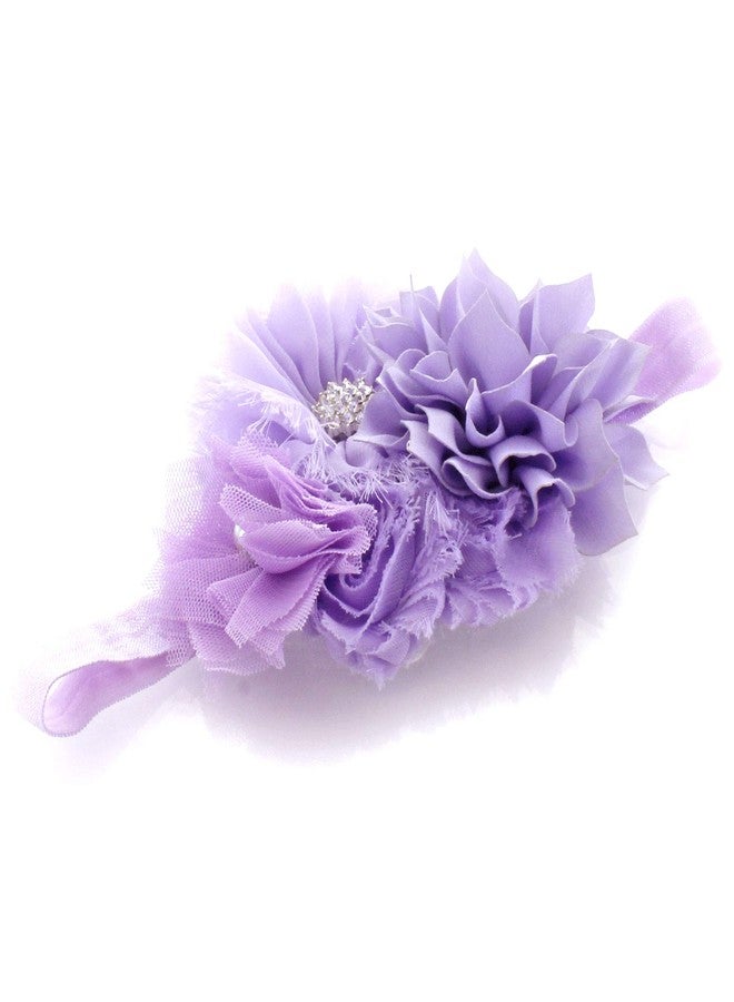 My Lello Baby Headband Shabby Fabric Flower Cluster Stretchy Elastic Lavender - Image 2