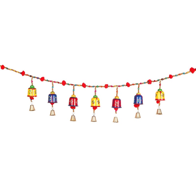 Eyesphilic Handmade Jaipuri Traditional Elegant Pearl with Pumpum Door Hanging Toran Bandhanwar for Main DoorTemple Door Multicolour 3 Feet Pack of 1 - Image 2