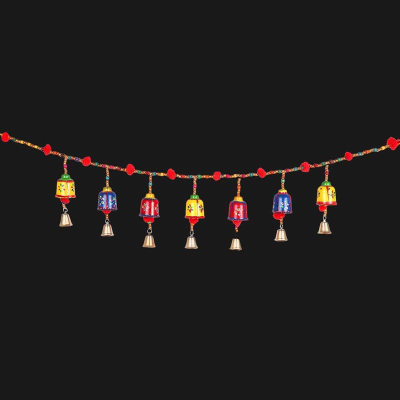 Eyesphilic Handmade Jaipuri Traditional Elegant Pearl with Pumpum Door Hanging Toran Bandhanwar for Main DoorTemple Door Multicolour 3 Feet Pack of 1 - Image 4