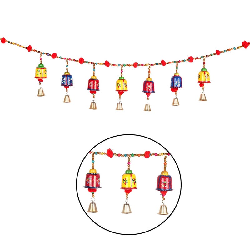 Eyesphilic Handmade Jaipuri Traditional Elegant Pearl with Pumpum Door Hanging Toran Bandhanwar for Main DoorTemple Door Multicolour 3 Feet Pack of 1 - Image 1
