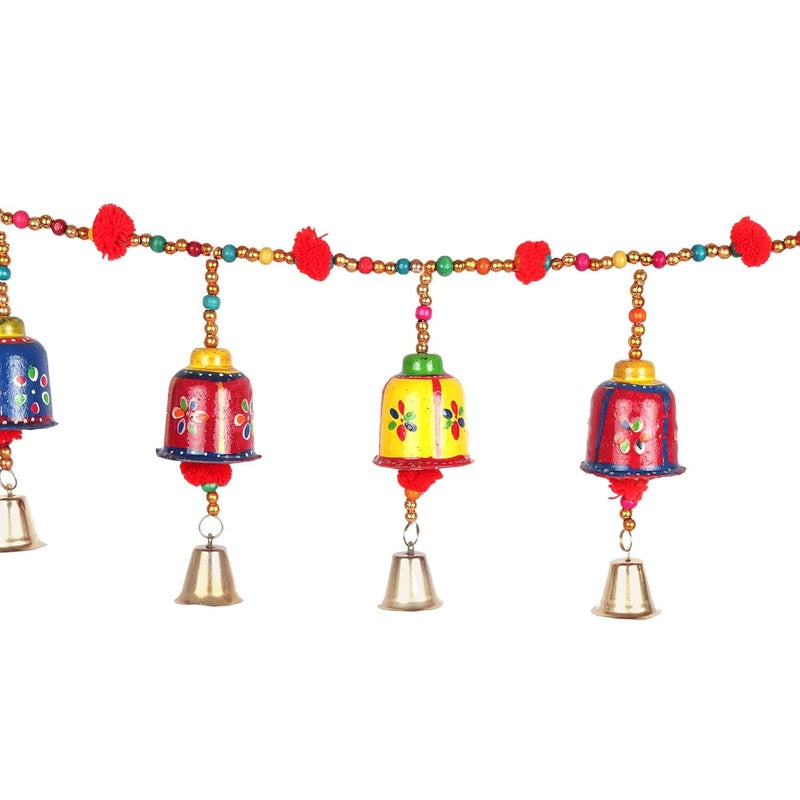 Eyesphilic Handmade Jaipuri Traditional Elegant Pearl with Pumpum Door Hanging Toran Bandhanwar for Main DoorTemple Door Multicolour 3 Feet Pack of 1 - Image 3