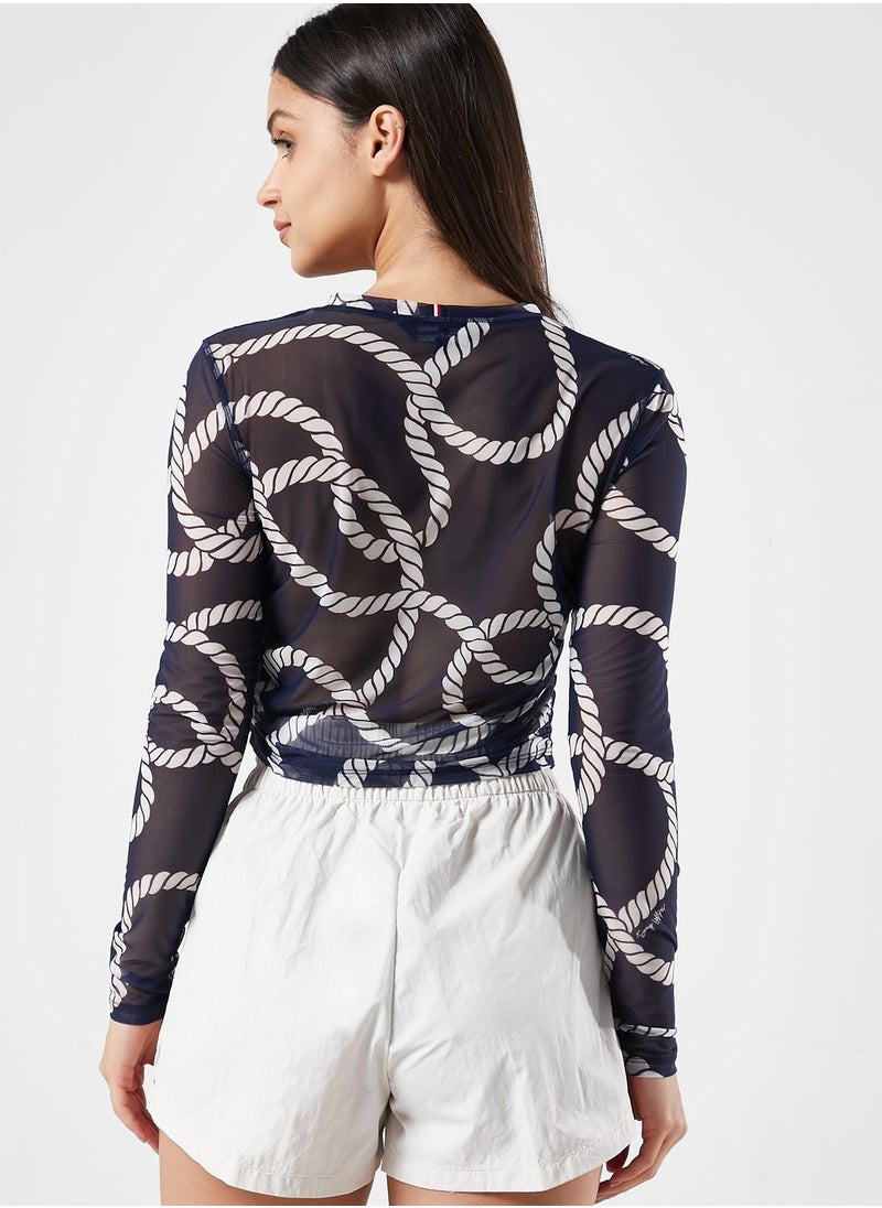 TOMMY HILFIGER - Aop Rope Mesh T-Shirt - Image 1