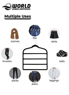Eworld Pack of 10 Non-Slip Clothes Hangers with 4 layers, The Ultimate Space-Saving Solution for Organizing Trousers, Skirts, Coats, Dresses, and Tank Tops Effortlessly  - Image 3