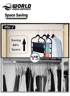 Eworld Pack of 10 Non-Slip Clothes Hangers with 4 layers, The Ultimate Space-Saving Solution for Organizing Trousers, Skirts, Coats, Dresses, and Tank Tops Effortlessly  - Image 5