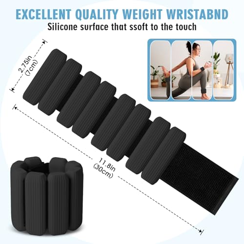 Teikugv Wrist Weights Set of 21Lbs Each Wearable Wrist Ankle Weights for Women Men Adjustable Arm Leg Weights for Walking Yoga Swimming Gym Black - Image 3