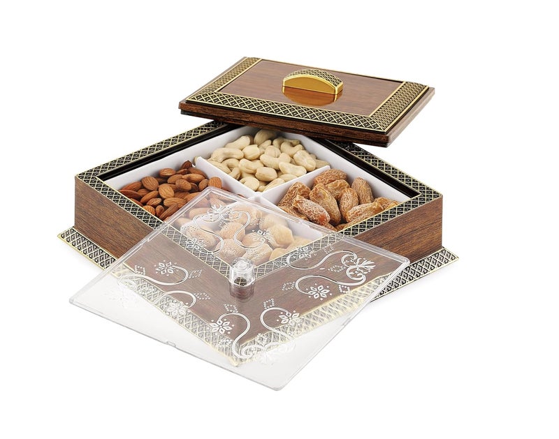 Nabhya Pine Nut Multipurpose Dry Fruit Storage Box 100 Airtight Container Serving Box For Festival Gifting Set Kitchen Accessories Items Brown Big - Image 1