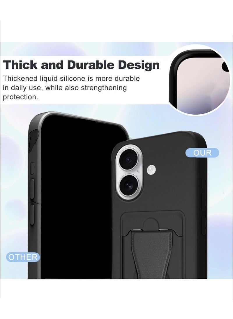 ELTRAZONE iPhone 17 5G 2025 Silicone TPU Card Holder Case | Shockproof Protective Phone Cover with Hand Grip Stand, Slim Wallet Back Pocket (MCHPSN) – Black - Image 2