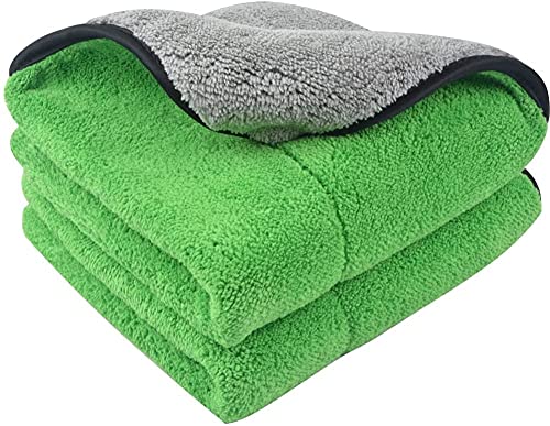 Auto Hub Heavy Microfiber Cloth for Car Cleaning and Detailing, Double Sided, Extra Thick Plush Microfiber Towel Lint-Free, 800 GSM (Size 40cm x 40cm)/Pack of 2, Color: Green - Image 1