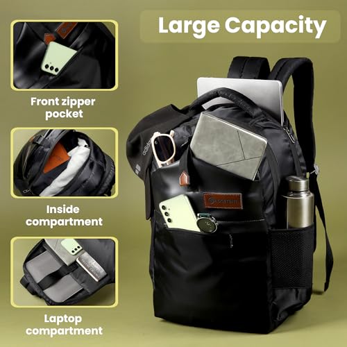 GadgetBite Blaze Laptop Bag 28 Ltrs Large 4 Compartment Laptop Backpack Travelling Bag for Men and Women College Travel Bag Durable Leather Office Bag with Organizer Pocket & Bottle Pockets - Black - Image 2
