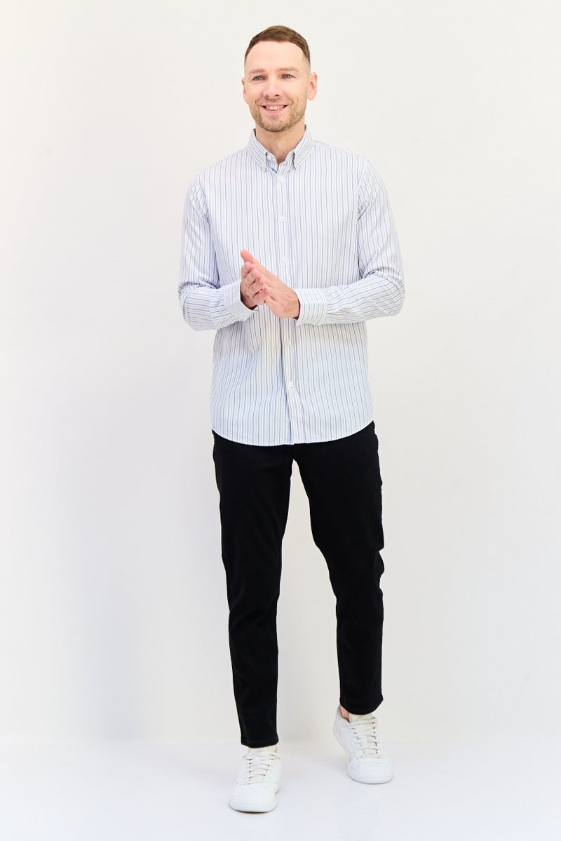 English Laundry Men Regular Fit Striped Long Sleeves Casual Shirt, Multicolor - Image 3