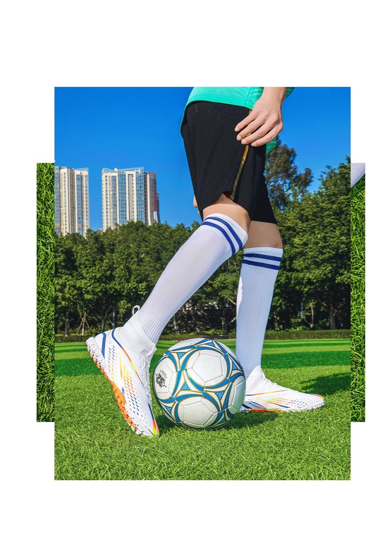 xozgdovg Short spike sneakers TF training shoes Football shoes non-slip (short spike bright white) 37 size - Image 2
