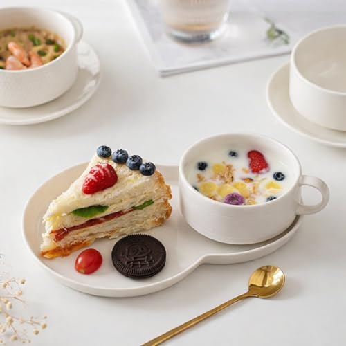 FAQQI Soup and Sandwich Plate Combo – Ceramic Soup and Cracker Combo Bowl Set with Handle | Elegant Two-Section Design for Breakfast, Snacks, and Dinner – Durable and Stylish Tableware - Image 4