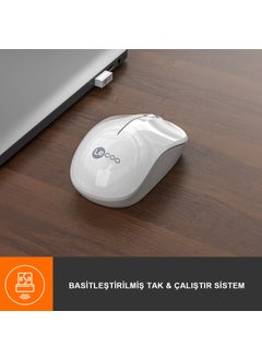 lecoo WS206 Wireless 1200DPI 3-Button Optical Mouse White  - Image 3