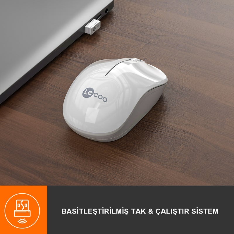 WS206 Wireless 1200DPI 3-Button Optical Mouse White
