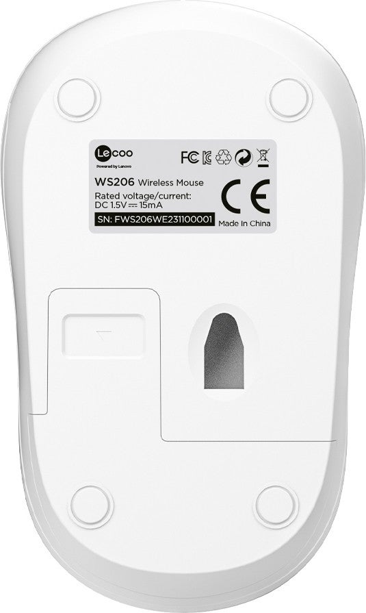 WS206 Wireless 1200DPI 3-Button Optical Mouse White
