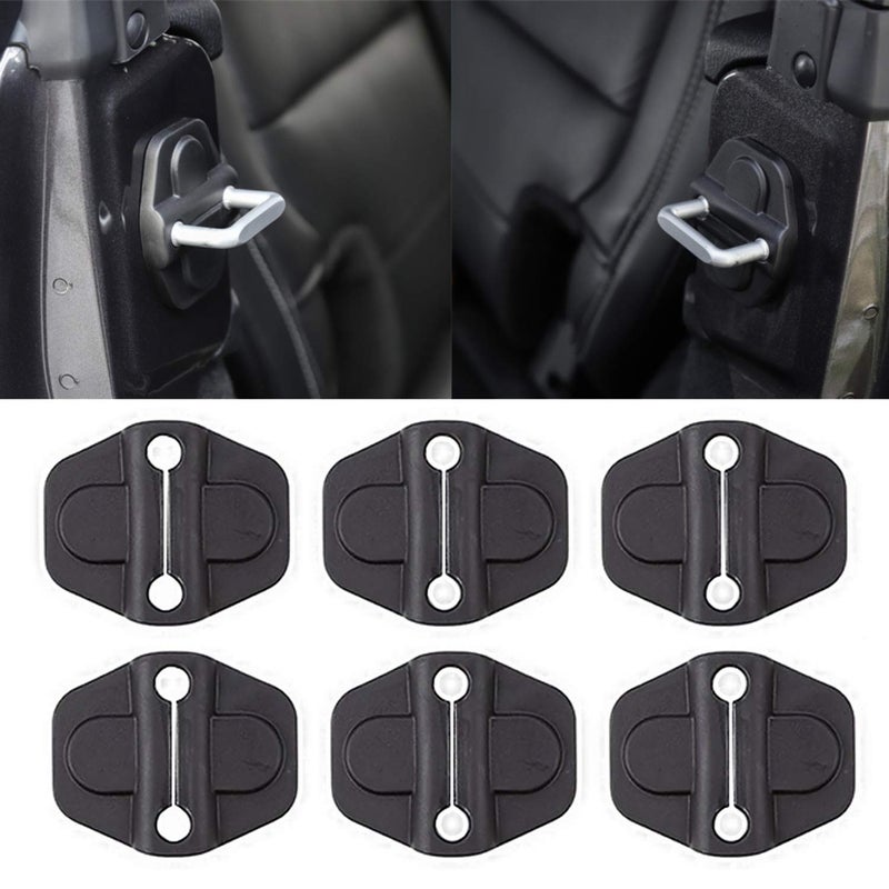Door Lock Decoration Cover for 2018 2019 2020 2021 2022 2023 Jeep Wrangler JL JLU 4XE Unlimited Sahara Sports Rubicon Gladiator JT Door Lock Cover Parts Accessories Black (4Door) (Pack of 6)