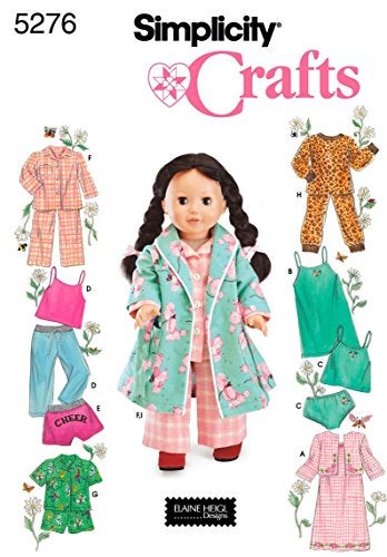 Simplicity Crafts 5276 Baby Doll Pajamas Clothing Sewing Pattern for Girls by Andrea Schewe, Size 18'' - Image 4
