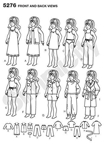 Simplicity Crafts 5276 Baby Doll Pajamas Clothing Sewing Pattern for Girls by Andrea Schewe, Size 18'' - Image 2