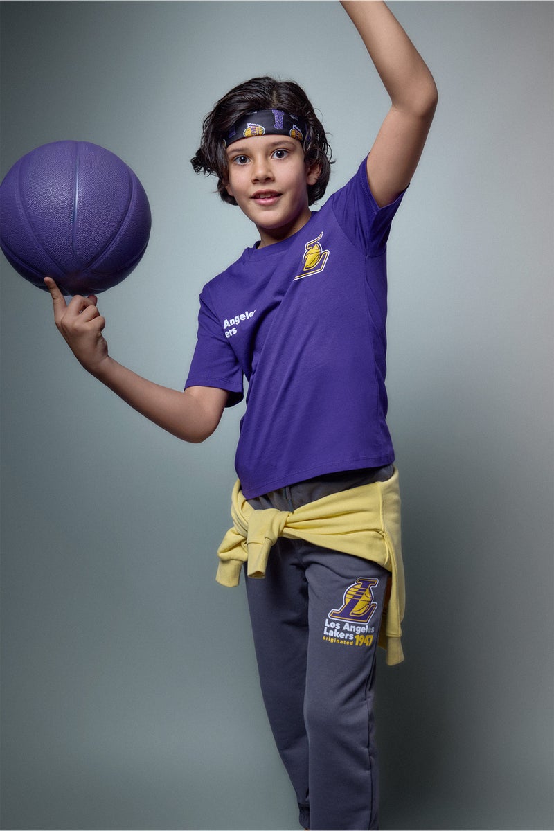 DeFacto Purple Boy Boy NBA Los Angeles Lakers New Regular Fit T-Shirt Casual - Image 3