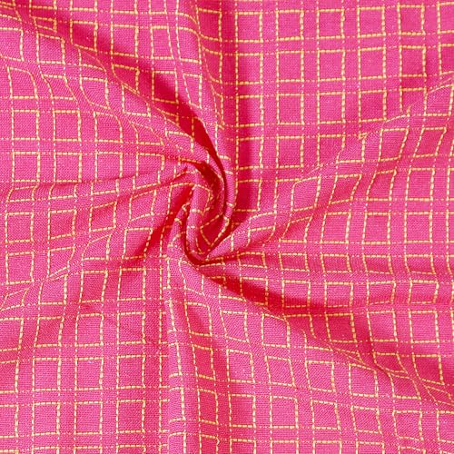 RANGBHAR Handloom Khadi Cotton King Size Bedsheet, 100 x 108 inch, Without Pillow Covers, Woven Checkered Bedcover, Pink - Image 4