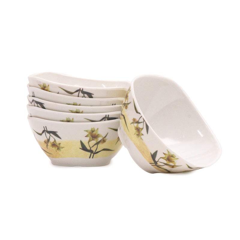 Bataniya طقم سلطانيات ملمن 4 إنش غير قابلة للكسر مزينة بأزهار خضراء - 18 وعاء خضار و18 ملعقة شاي - Image 4