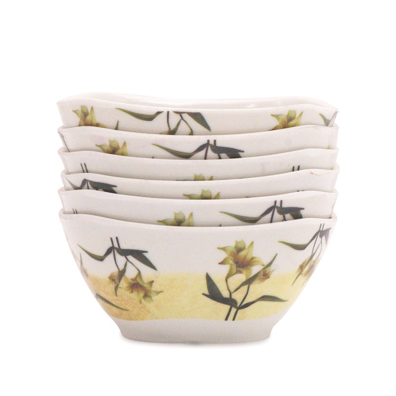 Bataniya طقم سلطانيات ملمن 4 إنش غير قابلة للكسر مزينة بأزهار خضراء - 18 وعاء خضار و18 ملعقة شاي - Image 2