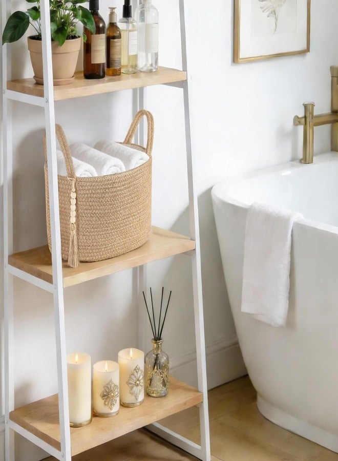 Mkono Storage Basket for Toilet Paper Boho Bathroom Decor Woven Rope Towels Toiletries Tray Organizer with Handles for Shelf Countertop Bedroom Living Room, Jute, 13" L x 10" W x 9" H - Image 3