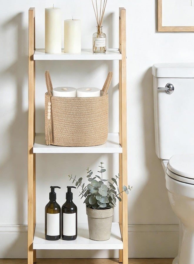 Mkono Storage Basket for Toilet Paper Boho Bathroom Decor Woven Rope Towels Toiletries Tray Organizer with Handles for Shelf Countertop Bedroom Living Room, Jute, 13" L x 10" W x 9" H - Image 2