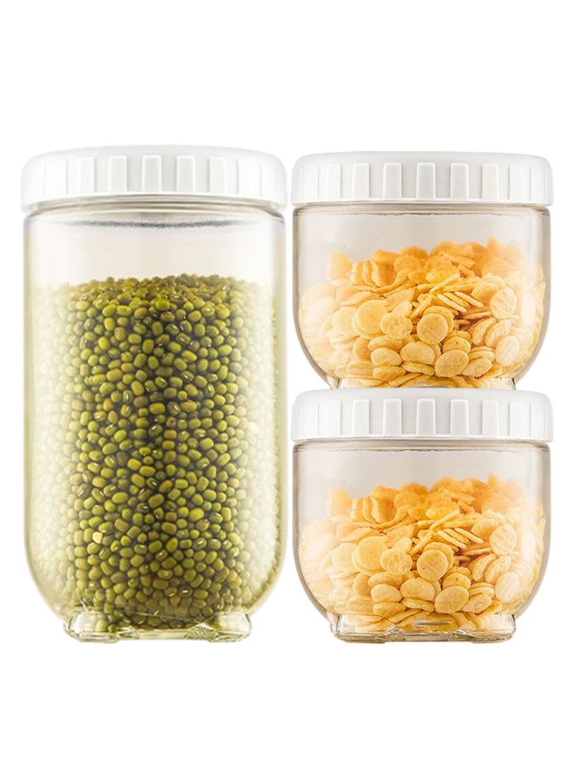 Excefore Glass Jars with Screw Airtight Lids, Cute Wide Mouth Bottle Glass Storage Jars with Lids for Food Candy Grain Kitchen, Cat Claws Overnight Oats Containers Jars Small Stackable Canning Jar, Set of 3 - Image 1