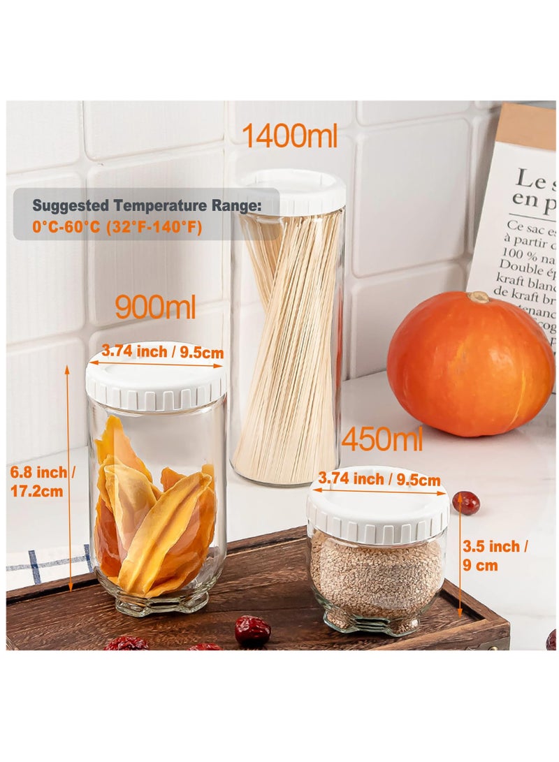 Excefore Glass Jars with Screw Airtight Lids, Cute Wide Mouth Bottle Glass Storage Jars with Lids for Food Candy Grain Kitchen, Cat Claws Overnight Oats Containers Jars Small Stackable Canning Jar, Set of 3 - Image 2