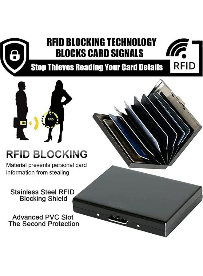 Stealodeal Black RFID Protector Stainless Steel Debit/Credit/ATM 8 Slots for Men & Women Card Holder Wallet (Black) - Image 2