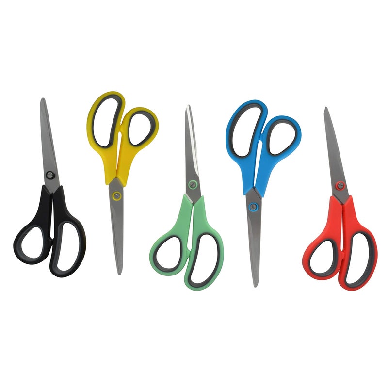 Westcott 8" Straight Stainless Steel Soft Handle Scissors, Assorted Colors, Pack of 15 - Image 3