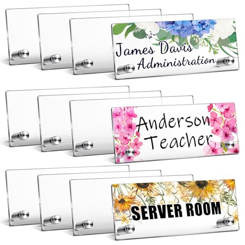 Chunful 6 Pcs Acrylic Name Plate for Desk Personalized Clear Office Classroom Name Plate Back to School Teacher Gifts DIY Table Setting Tags - Image 1