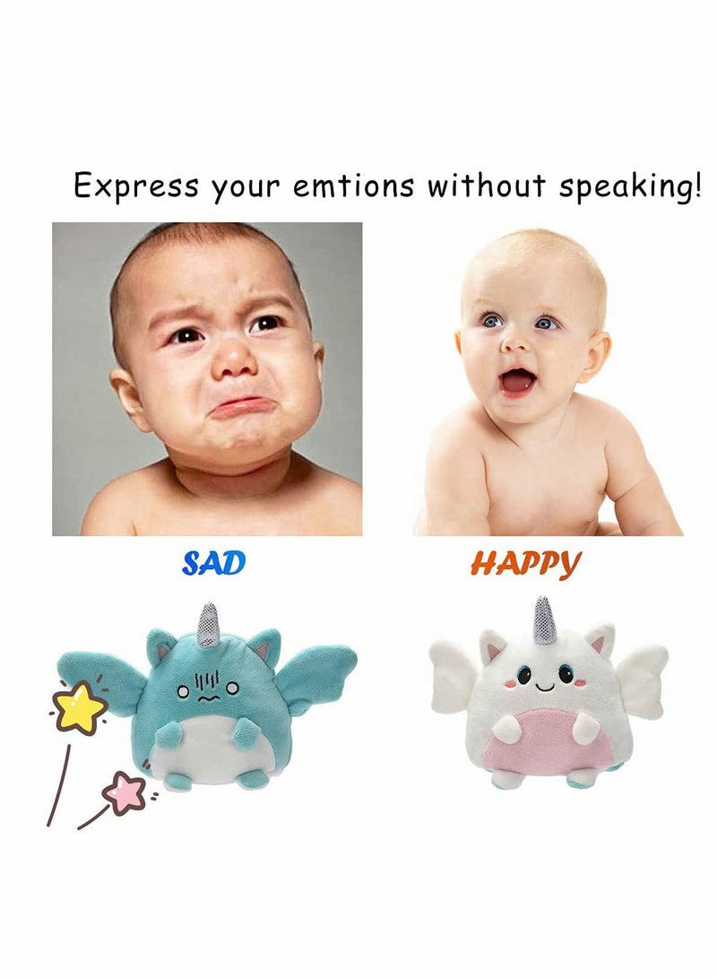 KASTWAVE لعب قماشية قابلة للتبديل، لعبة قماشية حوت وحيد القرن بتعبير حي، لعبة قماشية قطة تشعر بالحالة المزاجية، محشوة للبالغين والأطفال، هدية عيد ميلاد للبنات والأولاد - Image 3