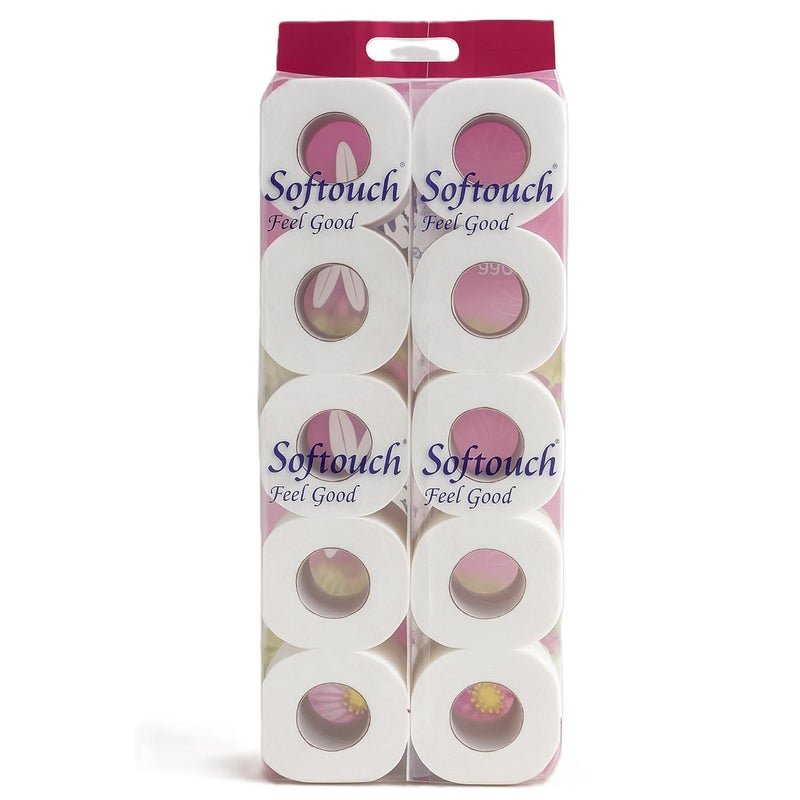 Softouch 2 Ply Toilet Paper Tissue Roll Family Pack 10-in-1 (240 Sheets Per roll) - Image 1