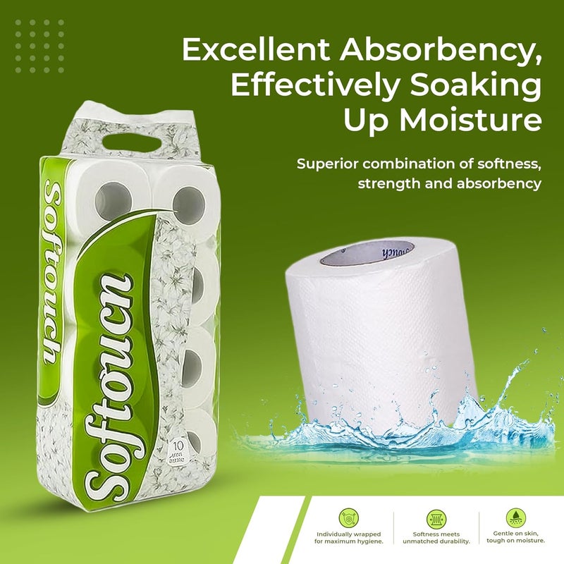 Softouch 2 Ply Toilet Paper Tissue Roll Family Pack 10-in-1 (240 Sheets Per roll) - Image 5