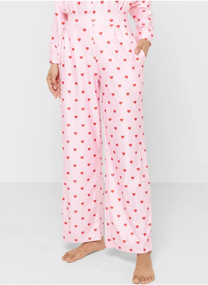 Ginger Heart Print Shirt & Pyjama Set