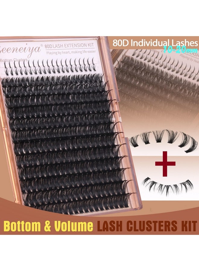 Geeneiya Cluster Eyelash Extensions Kit Bottom Lash Clusters 10-20mm DIY Lash Extension Kit Wispy Volume Individual Eyelashes with Waterproof Lash Bond and Seal Applicator for Beginners - Image 2