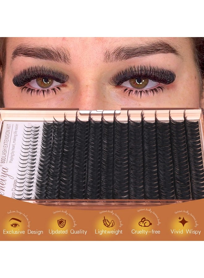 Geeneiya Cluster Eyelash Extensions Kit Bottom Lash Clusters 10-20mm DIY Lash Extension Kit Wispy Volume Individual Eyelashes with Waterproof Lash Bond and Seal Applicator for Beginners - Image 3