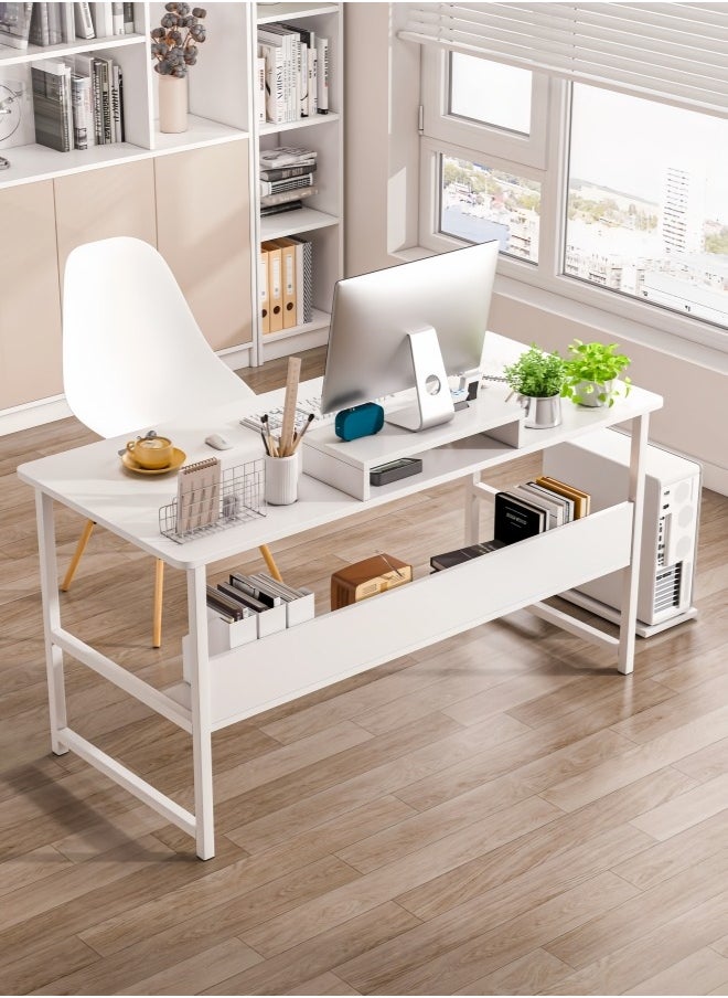 Harlan - Study Desk with Stand Writing Desk Table Computer Table with Bookshelf for Home Office Desks & Workstations 110*50*72 CM - Image 1