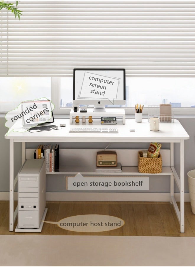 Harlan - Study Desk with Stand Writing Desk Table Computer Table with Bookshelf for Home Office Desks & Workstations 110*50*72 CM - Image 1