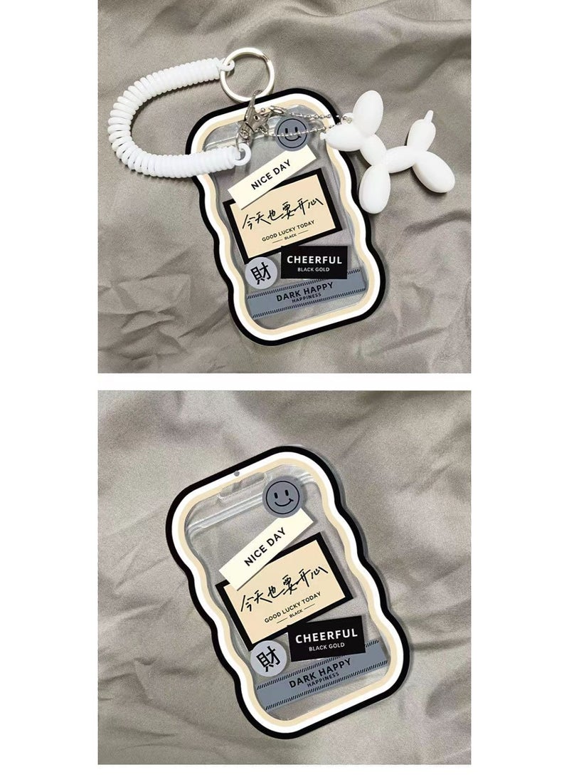 NIBEMINENT 1 - Piece Have A Happy Day Kpop Photo Card Holder Pendant Key Chain ID Badge Holder ID Card Holder Photo Card Protector for School ID Office ID Access Card for Women Girls